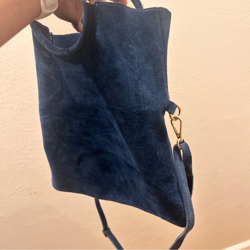 Oh My Bag main suede CHARLOTTE Blue denim real suede leather like new - Picture 6 of 10